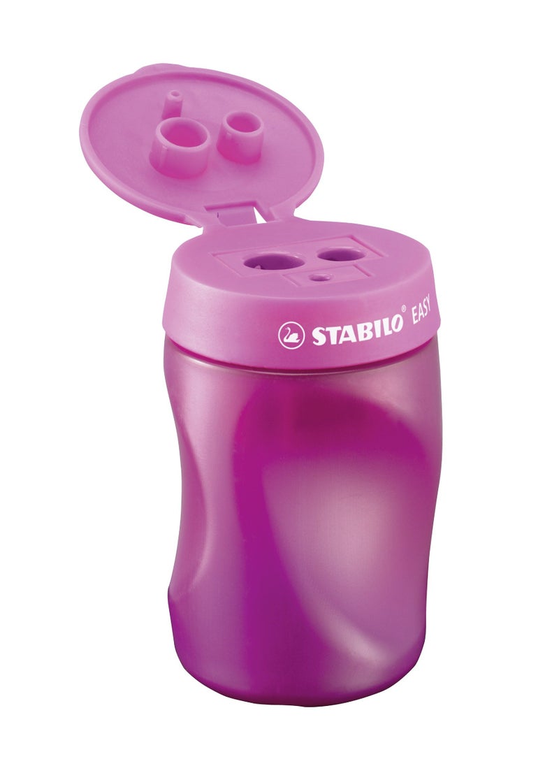 STABILO Ergonomic Container Sharpener - STABILO EASYsharpener - 3 in 1 - Left-Handed - Pink - Image 2